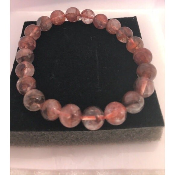 Fire Quartz Beaded Stretch Bracelet - 8mm - Picture 3 of 5